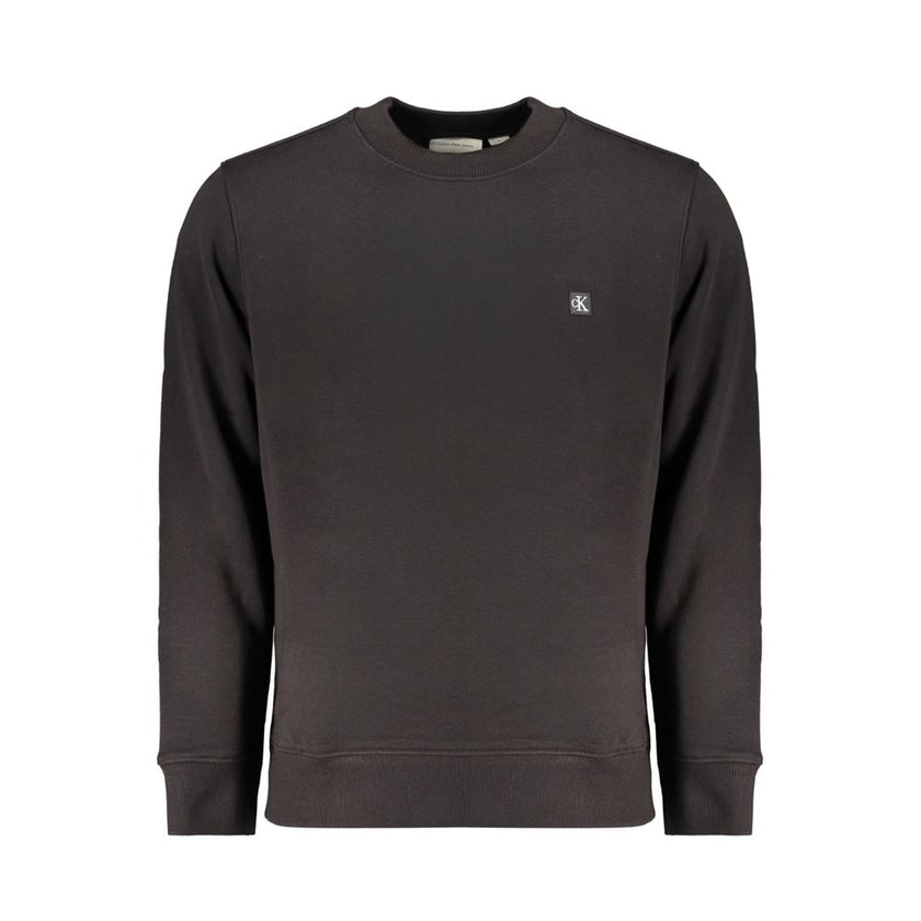 Black Cotton Men SweaterExperience the epitome of urban sophistication with this Calvin Klein crewneck sweatshirt. Crafted from a blend that champions sustainability with 50% regenerative cotton, this piece resonates with the fashion-forward individual. T