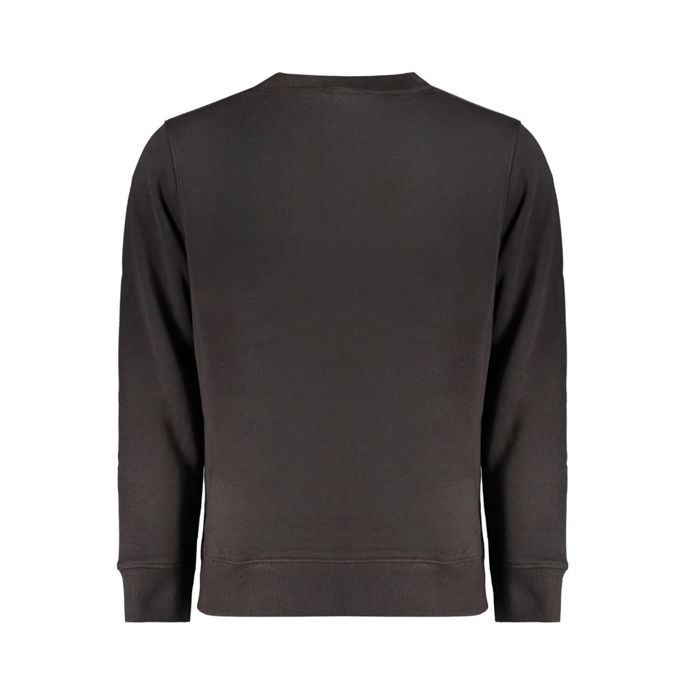 Black Cotton Men SweaterExperience the epitome of urban sophistication with this Calvin Klein crewneck sweatshirt. Crafted from a blend that champions sustainability with 50% regenerative cotton, this piece resonates with the fashion-forward individual. T