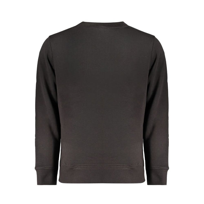 Black Cotton Men SweaterExperience the epitome of urban sophistication with this Calvin Klein crewneck sweatshirt. Crafted from a blend that champions sustainability with 50% regenerative cotton, this piece resonates with the fashion-forward individual. T