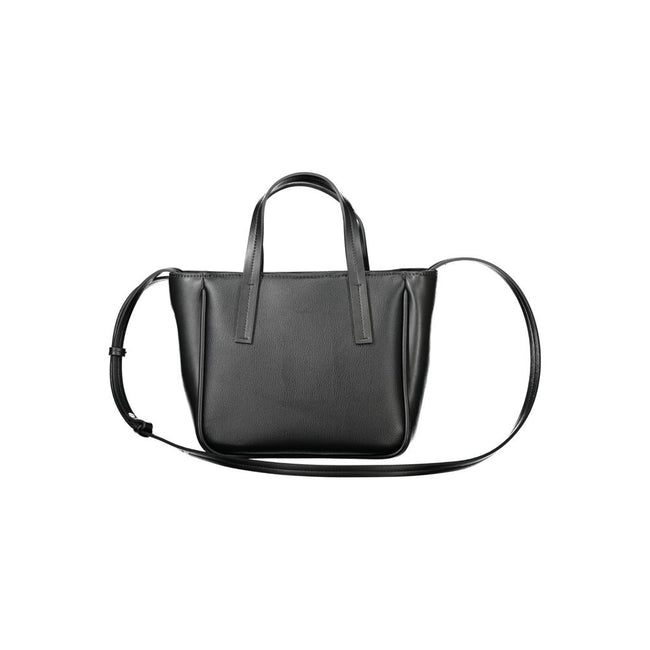 Black Polyethylene Women HandbagElevate your accessory game with this sleek Calvin Klein handbag, a statement piece blending utility and style. Crafted with a modern mixture of 33% Polyester and 67% Polyethylene, this exquisite black bag boasts two handle