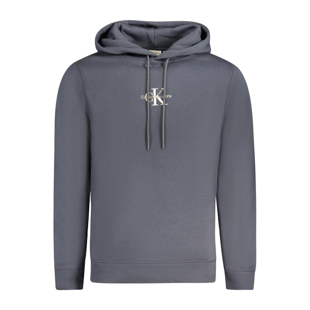 Blue Cotton Men SweaterElevate your casual wardrobe with the Calvin Klein Long Sleeve Hoodie, an embodiment of modern comfort with a sustainable twist. Meticulously crafted from a blend that includes 20% recycled cotton, it makes fashion forwardness an ec