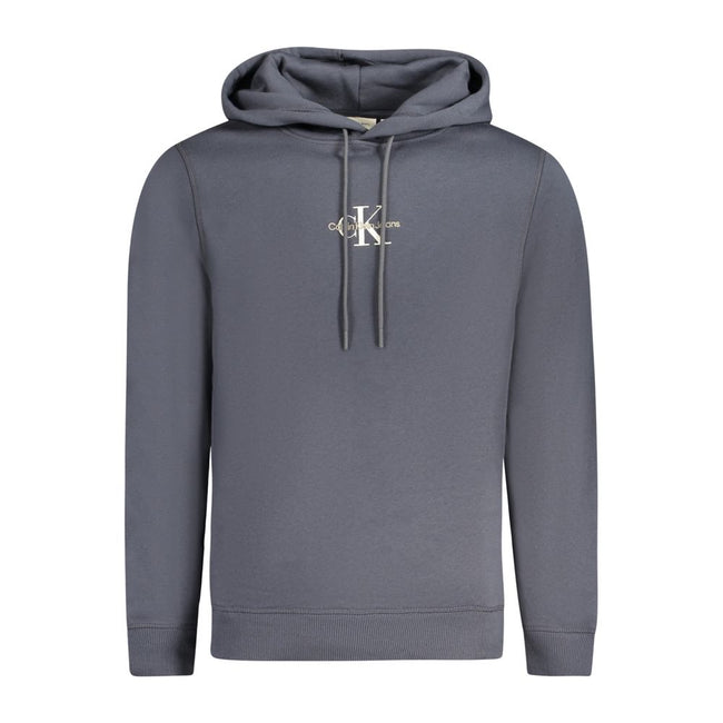Blue Cotton Men SweaterElevate your casual wardrobe with the Calvin Klein Long Sleeve Hoodie, an embodiment of modern comfort with a sustainable twist. Meticulously crafted from a blend that includes 20% recycled cotton, it makes fashion forwardness an ec