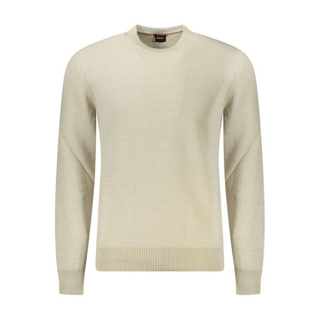 Beige Cotton Men SweaterElevate your wardrobe with the unmistakable class of Hugo Boss. This long-sleeved sweater epitomizes sophistication with a modern twist, featuring a crew neck and chic contrasting details. The subtle logo placement enhances its lux