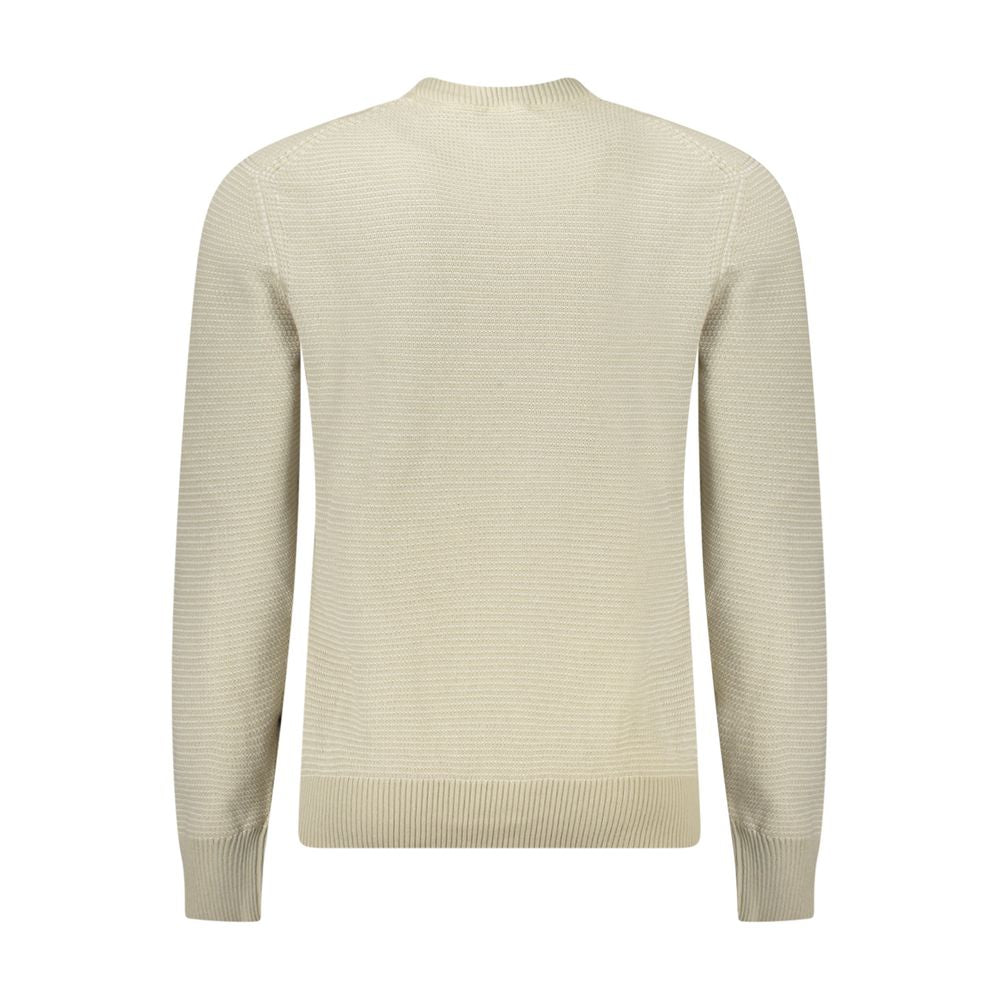 Beige Cotton Men SweaterElevate your wardrobe with the unmistakable class of Hugo Boss. This long-sleeved sweater epitomizes sophistication with a modern twist, featuring a crew neck and chic contrasting details. The subtle logo placement enhances its lux