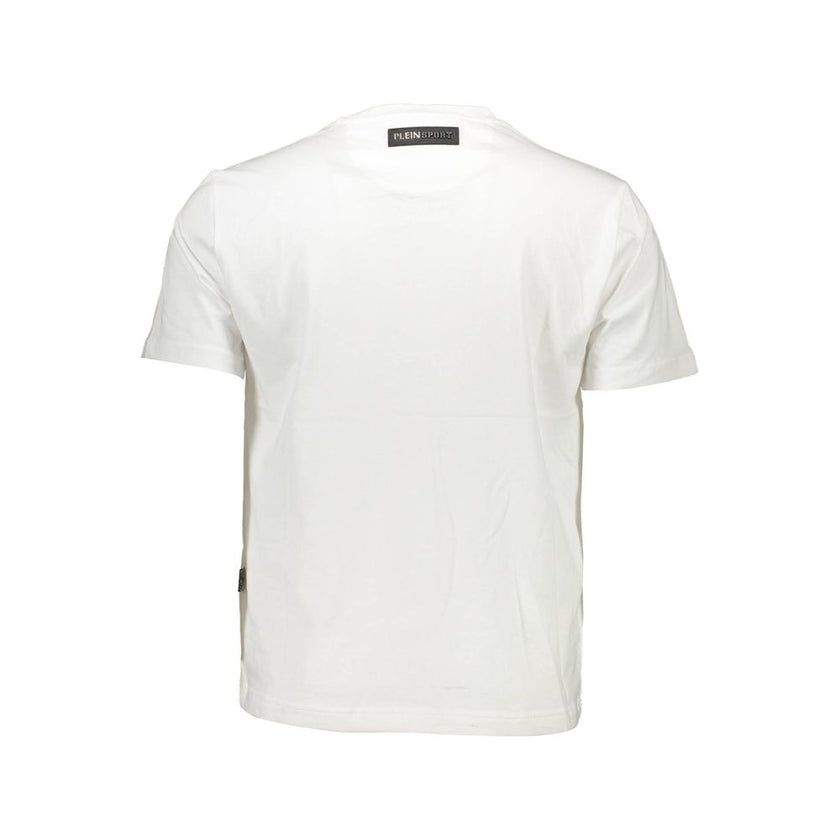 White Cotton Men T-ShirtElevate your wardrobe with the ultra-chic Plein Sport short sleeve T-shirt, where trendsetting design meets impeccable craftsmanship. The classic crew neck silhouette is amplified by striking prints and contrasting details, all cen