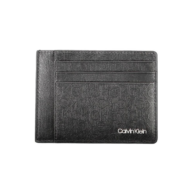 Black Polyester Men WalletElevate your essentials with the sleek sophistication of a Calvin Klein card holder. Designed with the modern man in mind, this card holder boasts functionality with a central pocket and an additional handle holder. The RFID bloc
