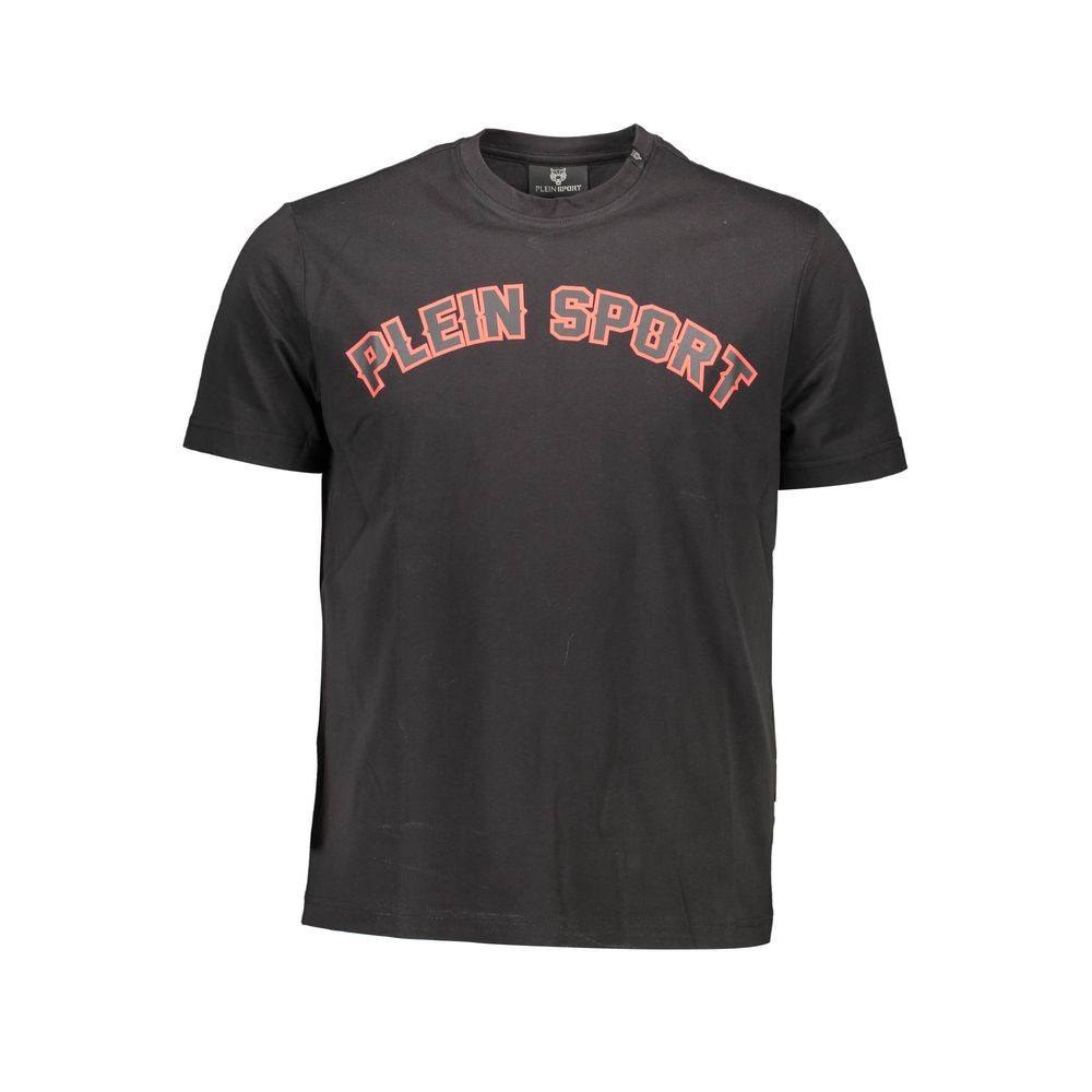 Black Cotton Men T-ShirtElevate your wardrobe with the bold sophistication of Plein Sport. This short sleeve t-shirt is the epitome of streetwear chic, featuring a prominent print and the iconic logo taking center stage. The crew neck cut and striking con