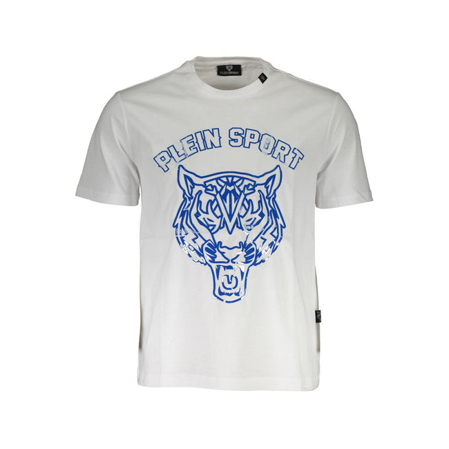 White Cotton Men T-ShirtUnleash the athlete within with this razor-sharp ‘Plein Sport’ short-sleeve t-shirt. Command attention with its striking print and bold logo, exquisitely designed for the trendsetters who play to win. Made for the arena of life, th