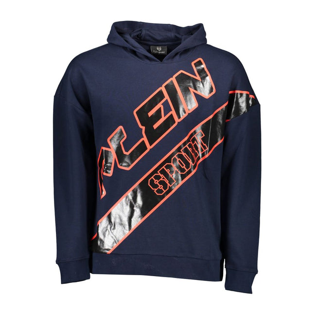 Blue Cotton Men SweaterElevate your athleisure style with this stylish Plein Sport hoodie, designed to make a statement with every wear. The blend of cotton and polyester ensures comfort while the long sleeves and striking contrasting details offer urban