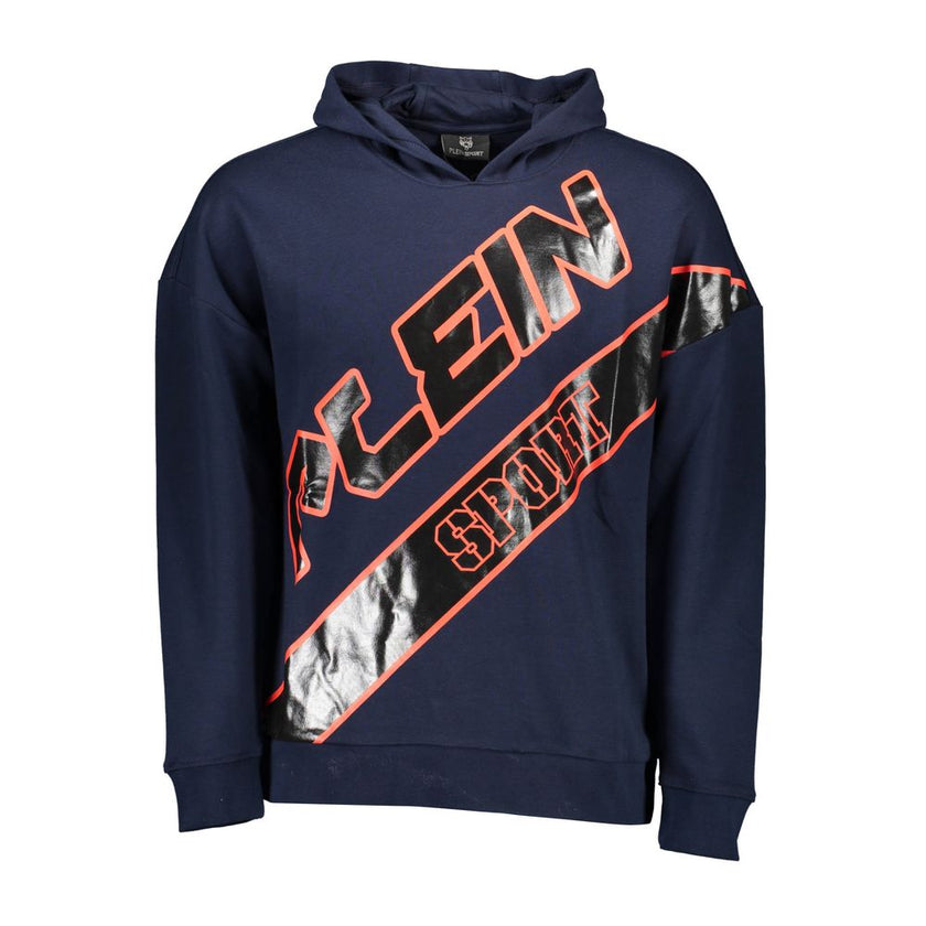 Blue Cotton Men SweaterElevate your athleisure style with this stylish Plein Sport hoodie, designed to make a statement with every wear. The blend of cotton and polyester ensures comfort while the long sleeves and striking contrasting details offer urban