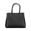 Black Polyester Women HandbagDare to make a statement with the sleek Calvin Klein handbag, designed for the eco-conscious fashionista. Crafted with 100% recycled polyester, it features a versatile dual-handle design complemented by an adjustable and remov