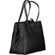 Black Polyester Women HandbagDare to make a statement with the sleek Calvin Klein handbag, designed for the eco-conscious fashionista. Crafted with 100% recycled polyester, it features a versatile dual-handle design complemented by an adjustable and remov
