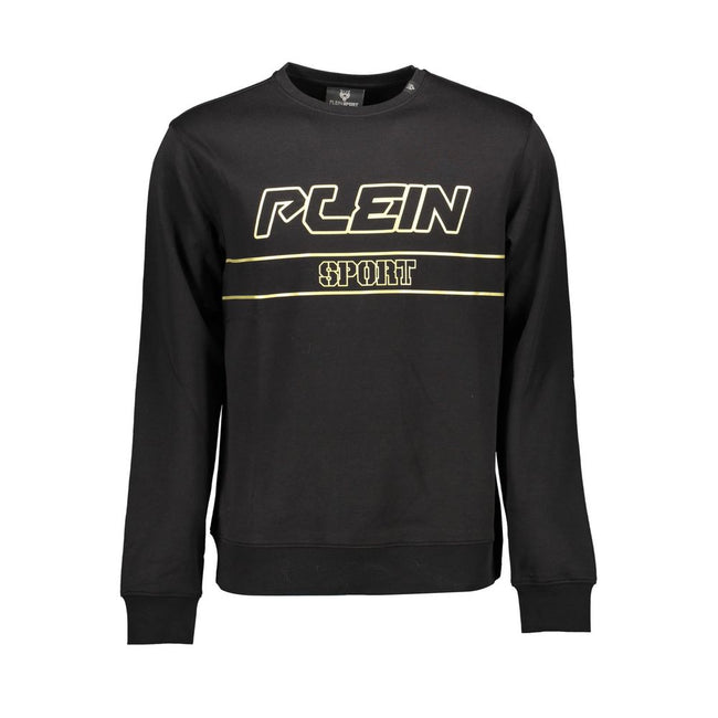Black Cotton Men SweaterInfuse your wardrobe with the bold spirit of Plein Sport. This black sweatshirt exudes confidence with its sharp contrasting details and striking logo print. Crafted with a gritty edge, it’s the perfect piece for those who dare to