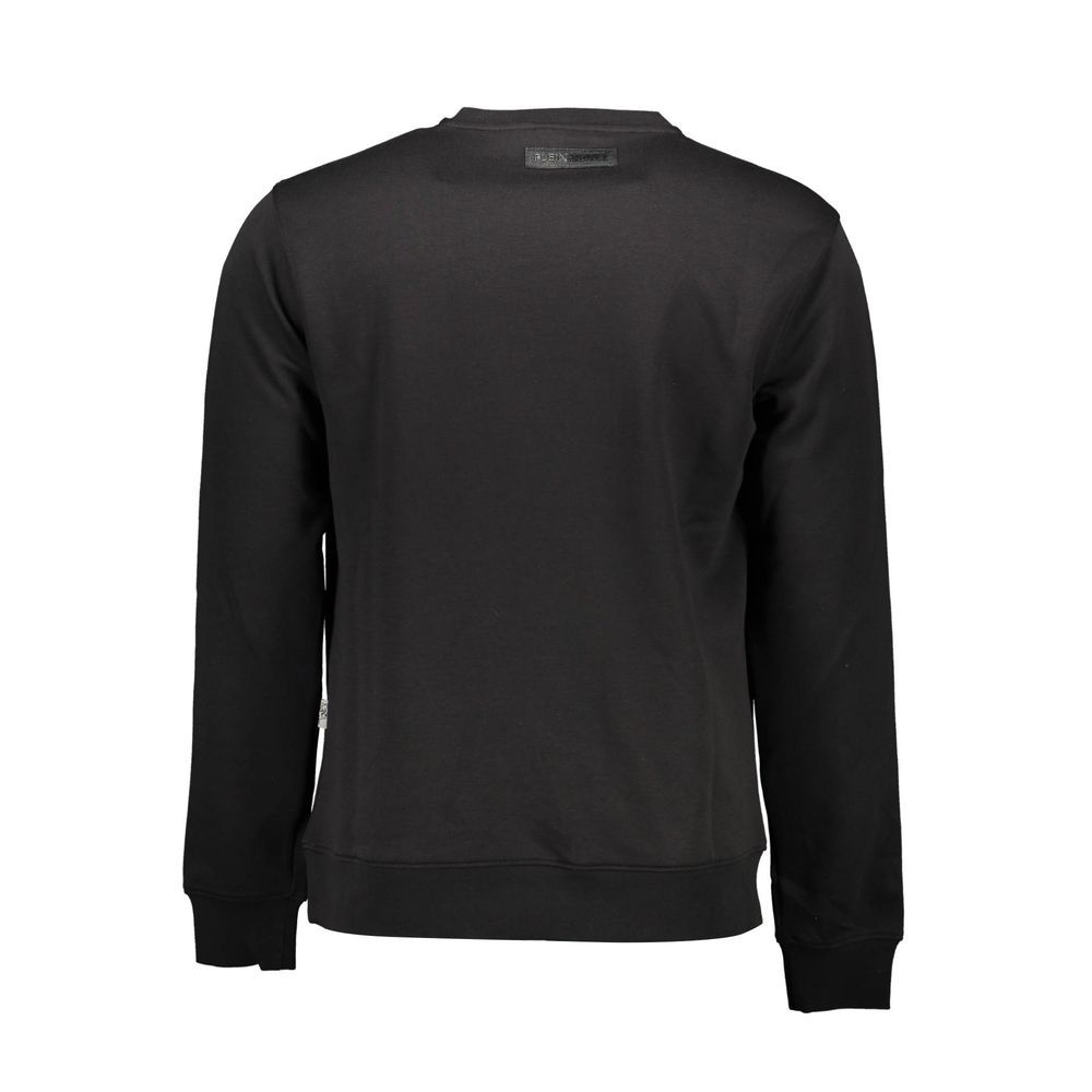 Black Cotton Men SweaterInfuse your wardrobe with the bold spirit of Plein Sport. This black sweatshirt exudes confidence with its sharp contrasting details and striking logo print. Crafted with a gritty edge, it’s the perfect piece for those who dare to