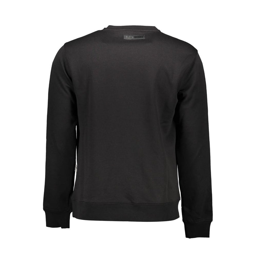 Black Cotton Men SweaterInfuse your wardrobe with the bold spirit of Plein Sport. This black sweatshirt exudes confidence with its sharp contrasting details and striking logo print. Crafted with a gritty edge, it’s the perfect piece for those who dare to