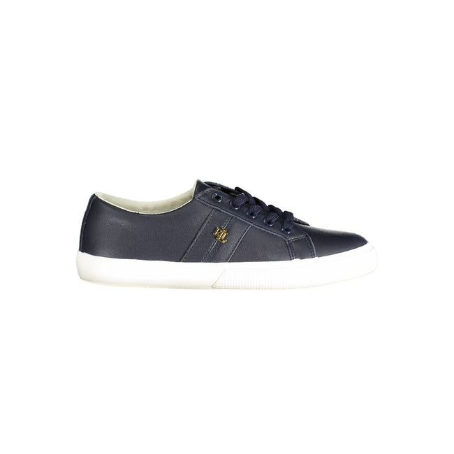 Blue Leather Women SneakerInfuse elegance into your sporty stride with these impeccably designed sneakers from Ralph Lauren. Built for the fashion-forward athlete, they boast a sleek blue hue, complemented by the subtle yet iconic Ralph Lauren logo. Craft