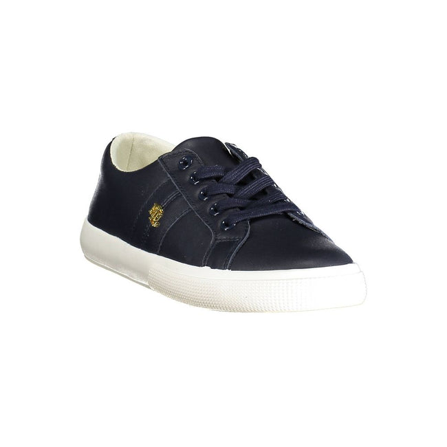 Blue Leather Women SneakerInfuse elegance into your sporty stride with these impeccably designed sneakers from Ralph Lauren. Built for the fashion-forward athlete, they boast a sleek blue hue, complemented by the subtle yet iconic Ralph Lauren logo. Craft