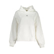 White Cotton Women SweaterElevate your wardrobe with the exquisite Calvin Klein brushed sweatshirt. Exuding sophistication, this white long-sleeved piece is not just a style statement but a nod to sustainability with its 100% recycled cotton fabric. The c