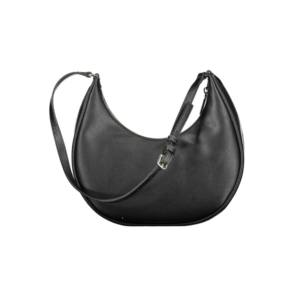 Black Recycled Polyester Women HandbagUnveil your boldest self with the Calvin Klein statement piece designed for the fashion-forward. This chic handbag is a true testament to sustainable luxury, crafted from 100% recycled polyester. Its sleek black silho