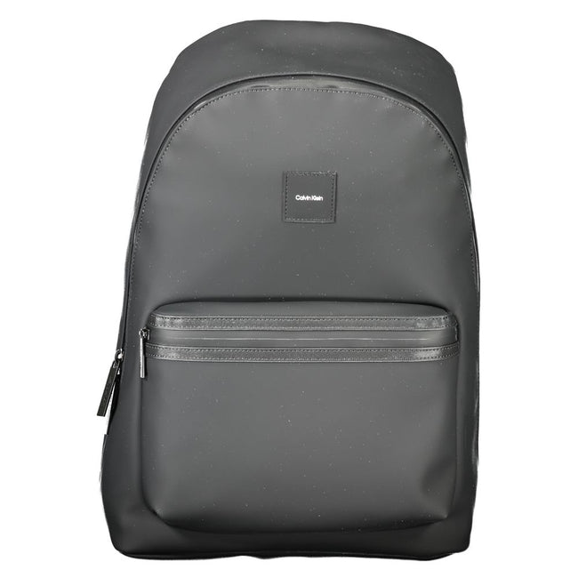 Black Polyester Men BackpackDiscover the epitome of urban sophistication with Calvin Klein’s sleek black backpack, designed for the modern trendsetter. Crafted to perfection with 51% sturdy polyester and a conscious touch of 49% polyethylene, this backpac