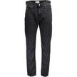Black Cotton Men JeansElevate your denim collection with the quintessential boldness of Calvin Klein. These dad jeans offer a modern twist on a classic, featuring a washed effect that exudes laid-back sophistication. Crafted from quality materials includi