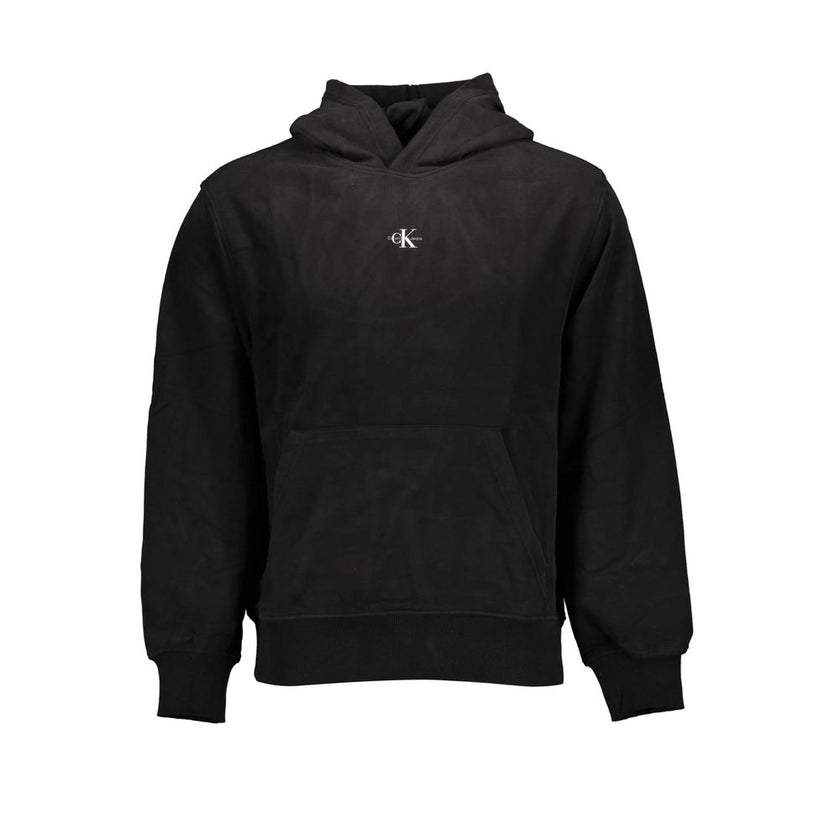 Black Cotton Men SweaterExperience the epitome of urban sophistication with Calvin Klein’s sleek black hoodie. A garment that perfectly expresses contemporary style, this long-sleeved, brushed cotton masterpiece features a central pocket for functionality