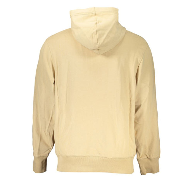 Beige Cotton Men SweaterDiscover the epitome of contemporary luxury with Calvin Klein’s stunning hooded sweatshirt. Meticulously crafted from 95% regenerative cotton, this beige marvel prioritizes sustainability without sacrificing style. Its brushed text