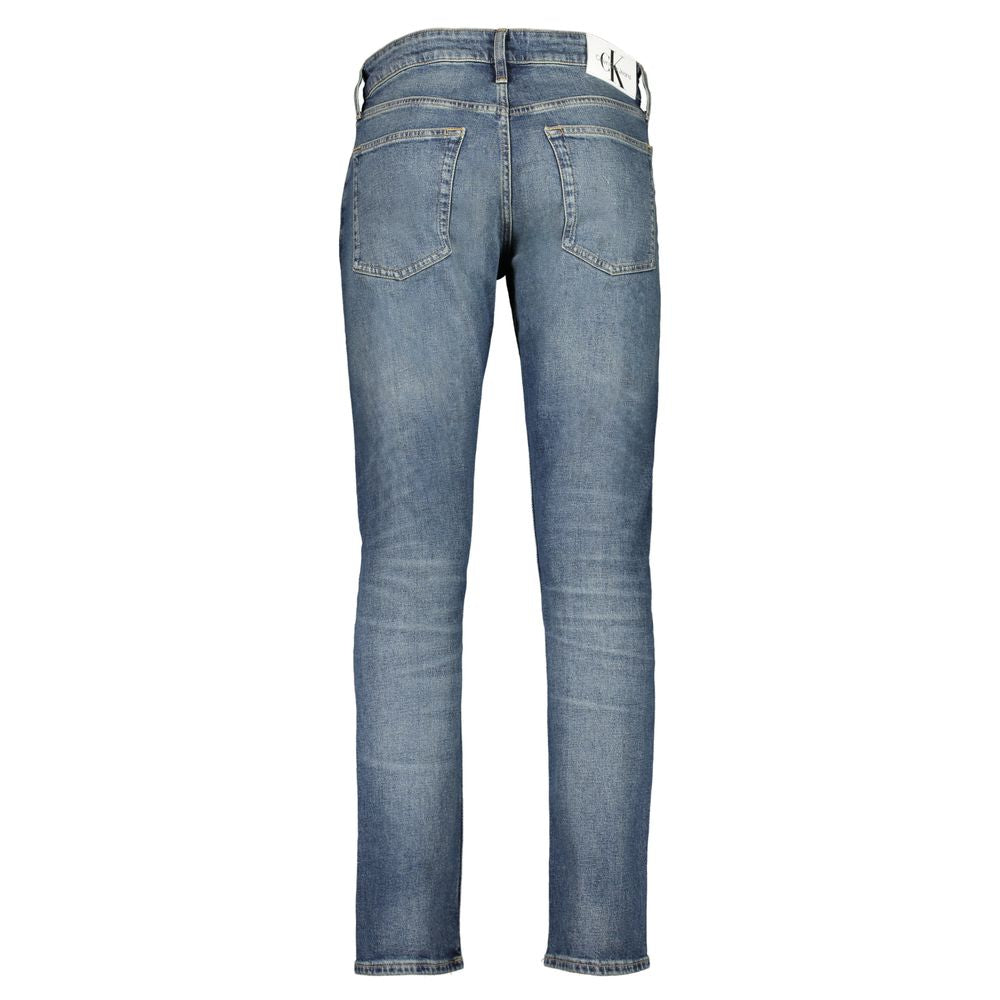Blue Cotton Men JeansElevate your denim game with the sleek sophistication of Calvin Klein’s slim jeans. A perfect blend of comfort and style, constructed with 20% recycled cotton, these jeans showcase a modern washed effect that makes a bold statement. T