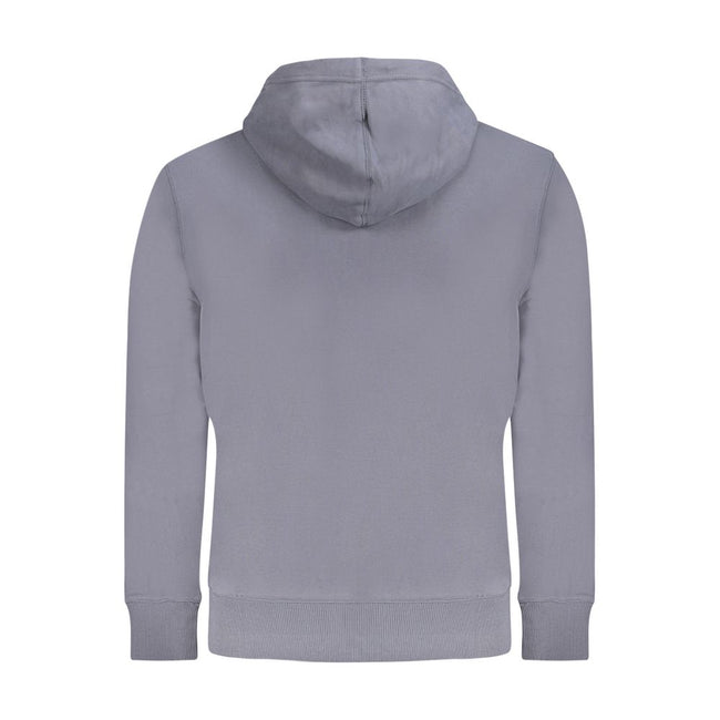 Blue Cotton Men SweaterCrafted by the iconic Calvin Klein, this long-sleeved hooded sweatshirt is the epitome of comfort fused with style. Made with 95% regenerative cotton, it’s a sustainable choice that doesn’t compromise on luxury. Exquisitely brushed
