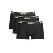 Black Cotton Men Boxer Underwear PackElevate your essentials with the sleek sophistication of Hugo Boss. These Parigamba boxers come in a handy tri-pack, perfect for the modern man on the go who values comfort without compromising on style. Featuring a fl