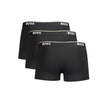 Black Cotton Men Boxer Underwear PackElevate your essentials with the sleek sophistication of Hugo Boss. These Parigamba boxers come in a handy tri-pack, perfect for the modern man on the go who values comfort without compromising on style. Featuring a fl