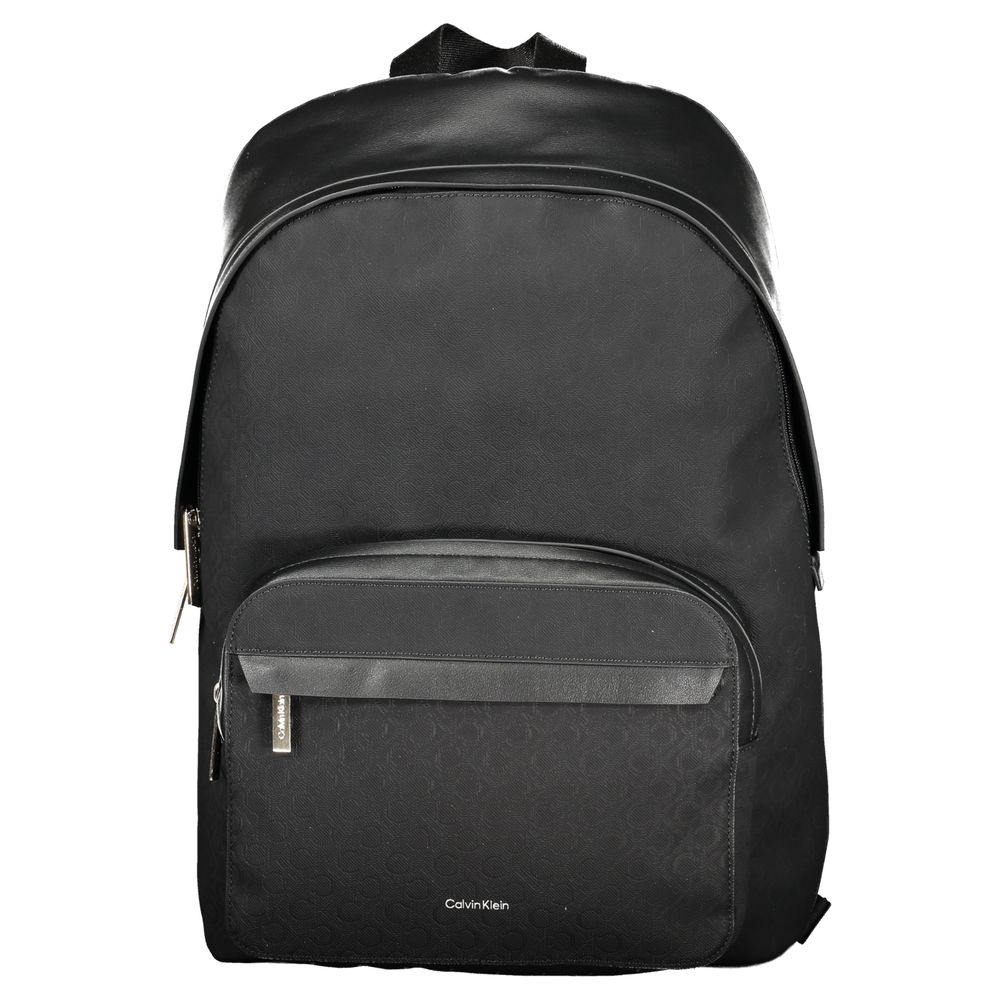 Black Polyester Men BackpackElevate your style to new heights with this sleek Calvin Klein backpack, where functionality meets fashion in a symphony of elegance. Designed for the modern urbanite, it features an external pocket for easy access, a dedicated