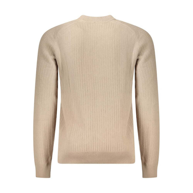 Beige Cotton Men SweaterElevate your wardrobe with the quintessence of sophistication in this Hugo Boss long-sleeved sweater. Tailored from 100% cotton for maximum comfort, its impeccable crew neck design is accentuated by contrasting details that exude r