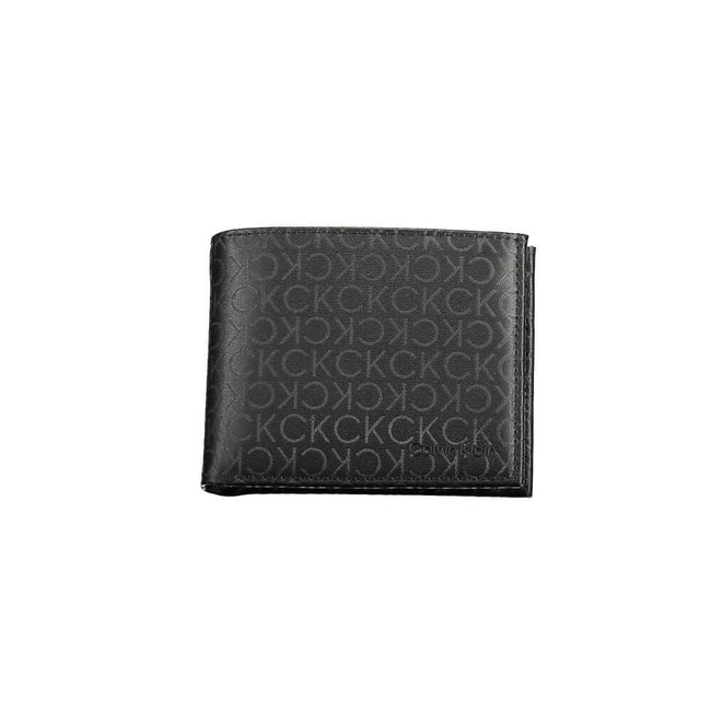 Black Polyester Men WalletElevate your accessory game with the Calvin Klein wallet that seamlessly blends form and function. A secure companion for every urban adventure, this wallet boasts dual compartments with ample space for cards, protected by state-