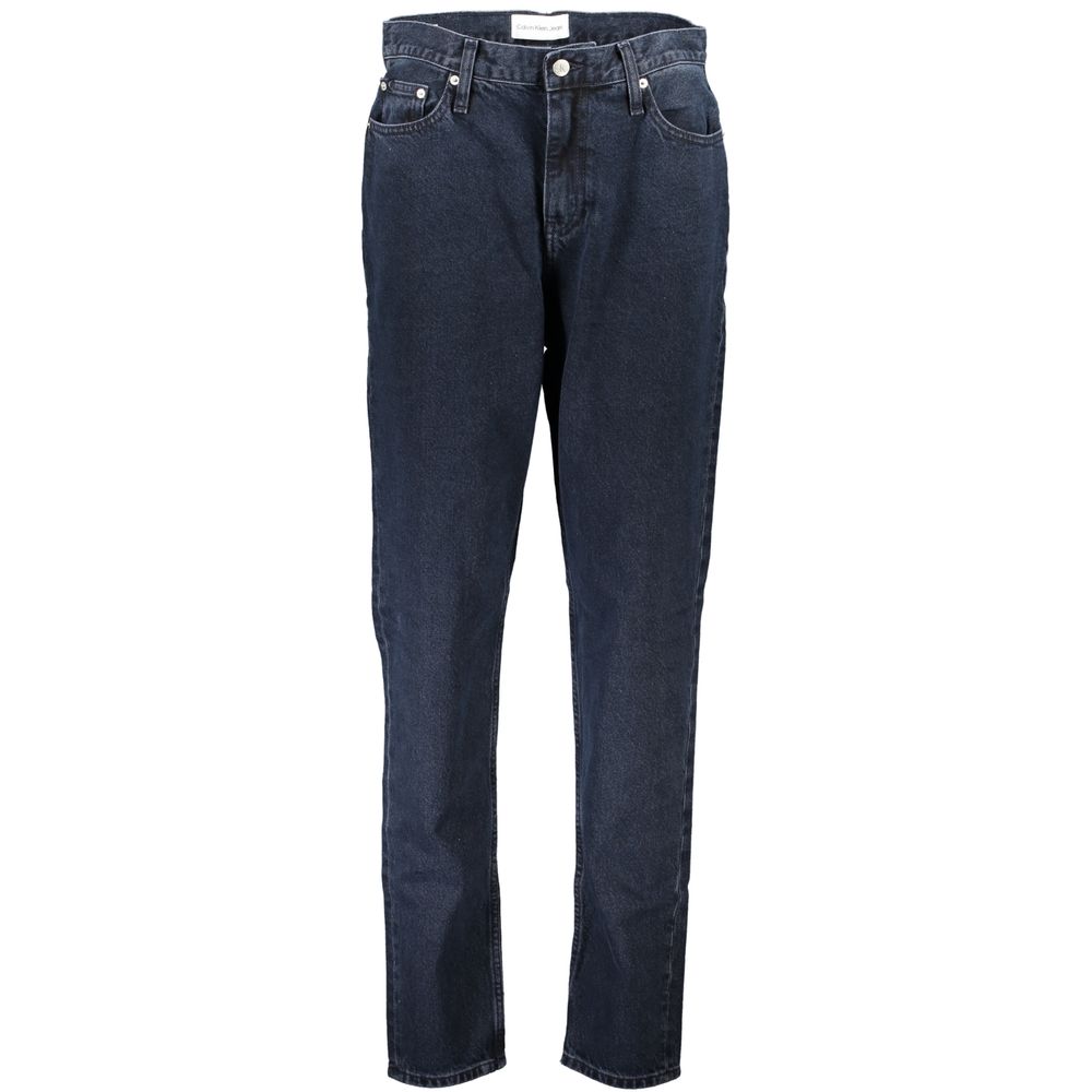 Blue Recycled Cotton Women JeansUnleash the epitome of chic and sustainable fashion with Calvin Klein’s exquisite 5-pocket Mom Jeans. Merging trendsetting design with eco-conscious craftsmanship, these jeans boast a classic button and zip closure, accentu