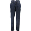 Blue Recycled Cotton Women JeansUnleash the epitome of chic and sustainable fashion with Calvin Klein’s exquisite 5-pocket Mom Jeans. Merging trendsetting design with eco-conscious craftsmanship, these jeans boast a classic button and zip closure, accentu