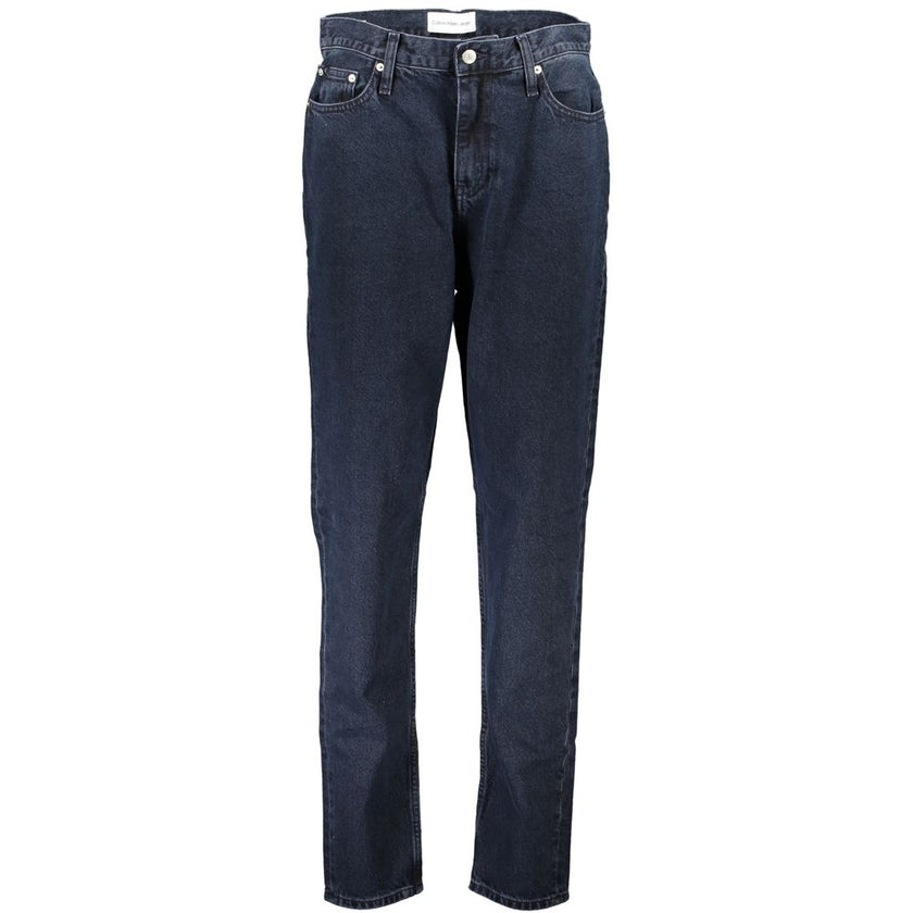 Blue Recycled Cotton Women JeansUnleash the epitome of chic and sustainable fashion with Calvin Klein’s exquisite 5-pocket Mom Jeans. Merging trendsetting design with eco-conscious craftsmanship, these jeans boast a classic button and zip closure, accentu