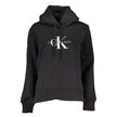 Black Cotton Women SweaterExperience the epitome of urban chic with Calvin Klein’s sleek sweatshirt, perfect for fashion-forward individuals who value eco-conscious luxury. Crafted with attention to detail, this black hoodie features a blend of plush flee