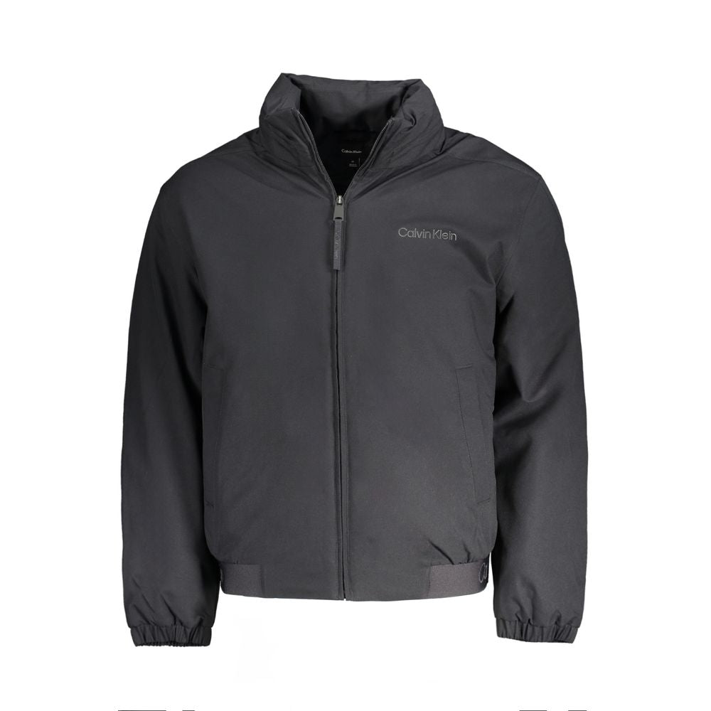 Black Polyester Men's JacketDive into the sleek sophistication of Calvin Klein with this versatile long sleeve jacket that seamlessly blends function with style. Boasting a removable hood for those unpredictable weather changes, it assures you stay ahead