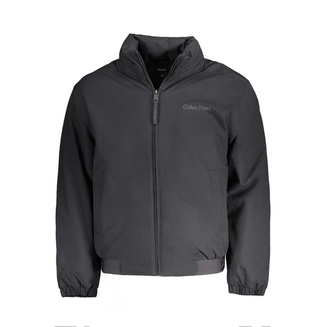 Black Polyester Men's JacketDive into the sleek sophistication of Calvin Klein with this versatile long sleeve jacket that seamlessly blends function with style. Boasting a removable hood for those unpredictable weather changes, it assures you stay ahead