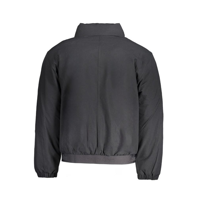 Black Polyester Men's JacketDive into the sleek sophistication of Calvin Klein with this versatile long sleeve jacket that seamlessly blends function with style. Boasting a removable hood for those unpredictable weather changes, it assures you stay ahead
