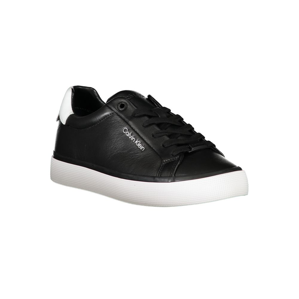 Chic Laced Sports Sneakers with Contrast DetailsStep out in style with these trendy Calvin Klein sneakers, perfect for adding a sporty edge to any outfit. Featuring a sleek black design with eye-catching contrast details and the iconic logo, these eco-fri