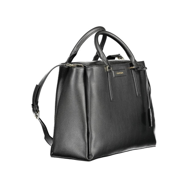 Black Recycled Polyester Women HandbagStep into the world of eco-chic sophistication with Calvin Klein’s stunning handbag, a testament to contemporary style fused with environmentally mindful design. Crafted with 100% recycled polyester, this sleek black