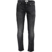 Black Cotton Men JeansElevate your denim game with these sleek Calvin Klein jeans, tailored to perfection in a slim fit silhouette. Embellished with a chic washed effect and stamped proudly with the brand’s iconic logo, these jeans are the epitome of mode