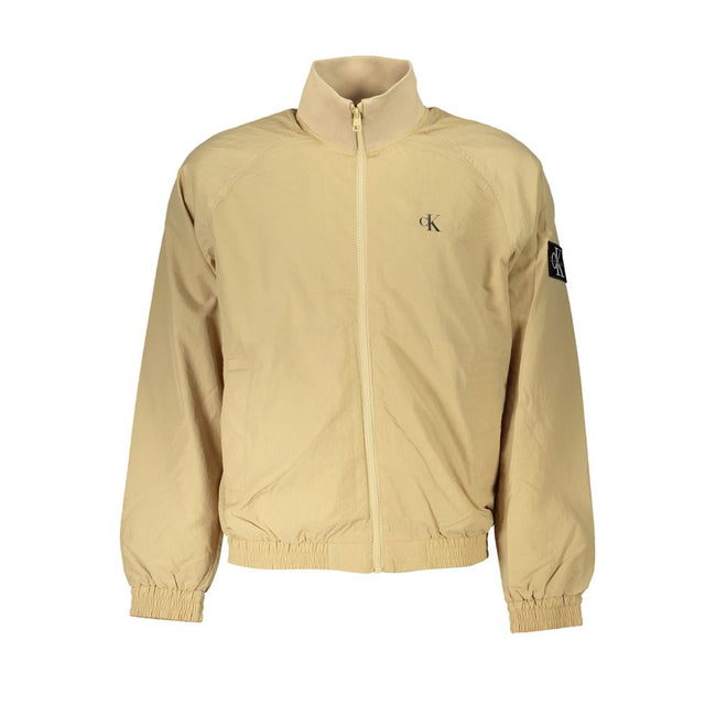 Beige Polyamide Men JacketExperience the epitome of sporty sophistication with Calvin Klein’s long-sleeved sports jacket. Expertly crafted to elevate your everyday style, this jacket features practical elements such as two external pockets and an internal