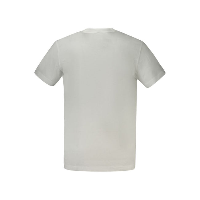White Cotton Men T-ShirtUnleash an effortless wave of sophistication with this Calvin Klein crew neck T-shirt. A garment that speaks volumes with its iconic print and logo, it’s a statement of style for the contemporary man. Fashioned from 100% pure cotto