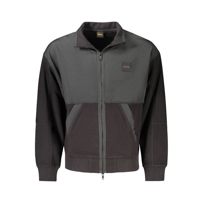 Black Cotton Men's JacketUnleash the epitome of bold sophistication with the Hugo Boss long sleeve jacket. Crafted from premium cotton for unrivaled comfort, this stylish piece boasts striking contrasting details that command attention. Function meets fas