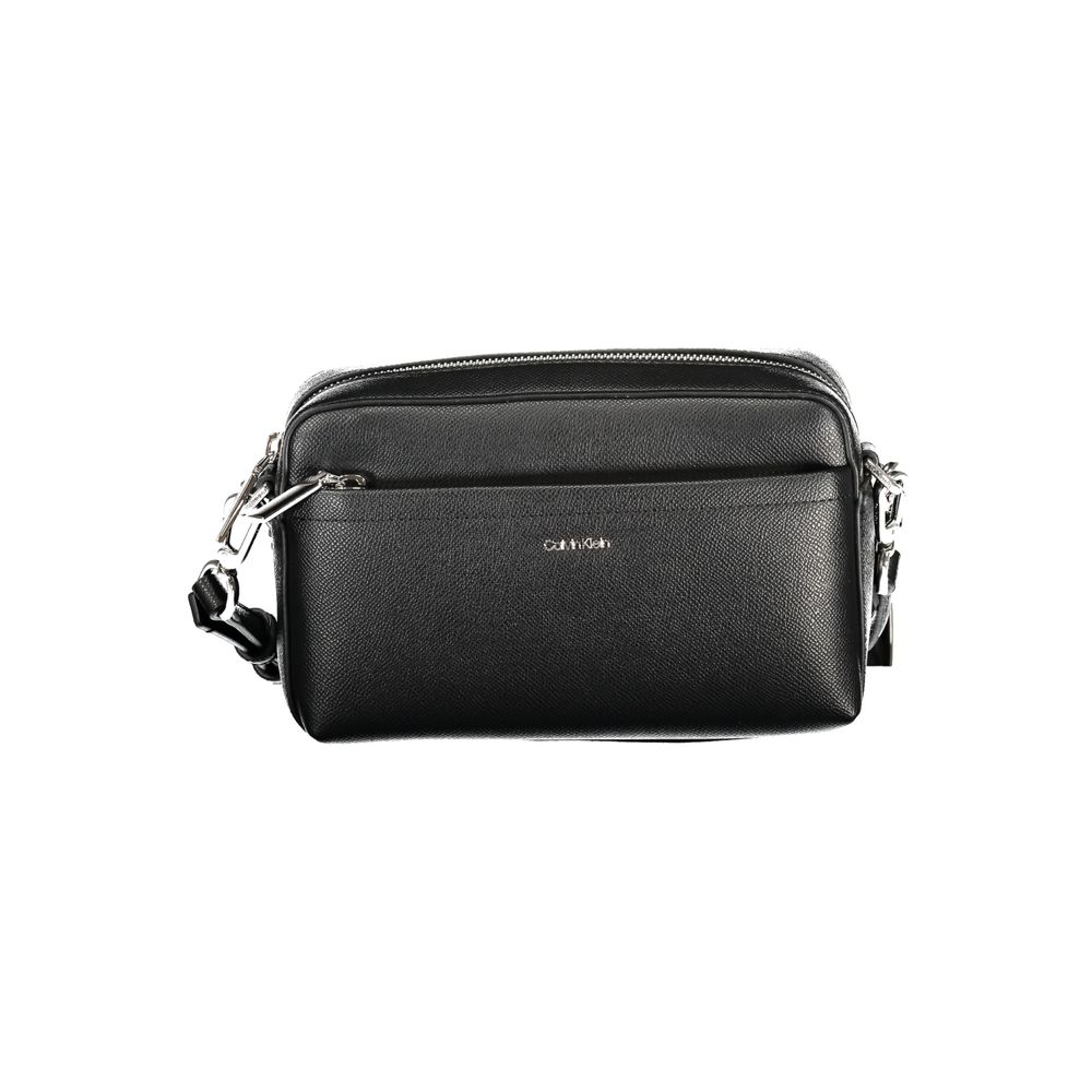 Black Polyethylene Women HandbagIndulge in the epitome of sophistication with this sleek Calvin Klein handbag, a perfect blend of functionality and high-fashion allure. Featuring an adjustable and removable shoulder strap alongside a chic shoulder handle,