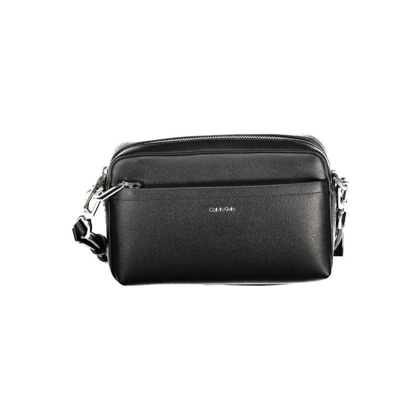 Black Polyethylene Women HandbagIndulge in the epitome of sophistication with this sleek Calvin Klein handbag, a perfect blend of functionality and high-fashion allure. Featuring an adjustable and removable shoulder strap alongside a chic shoulder handle,