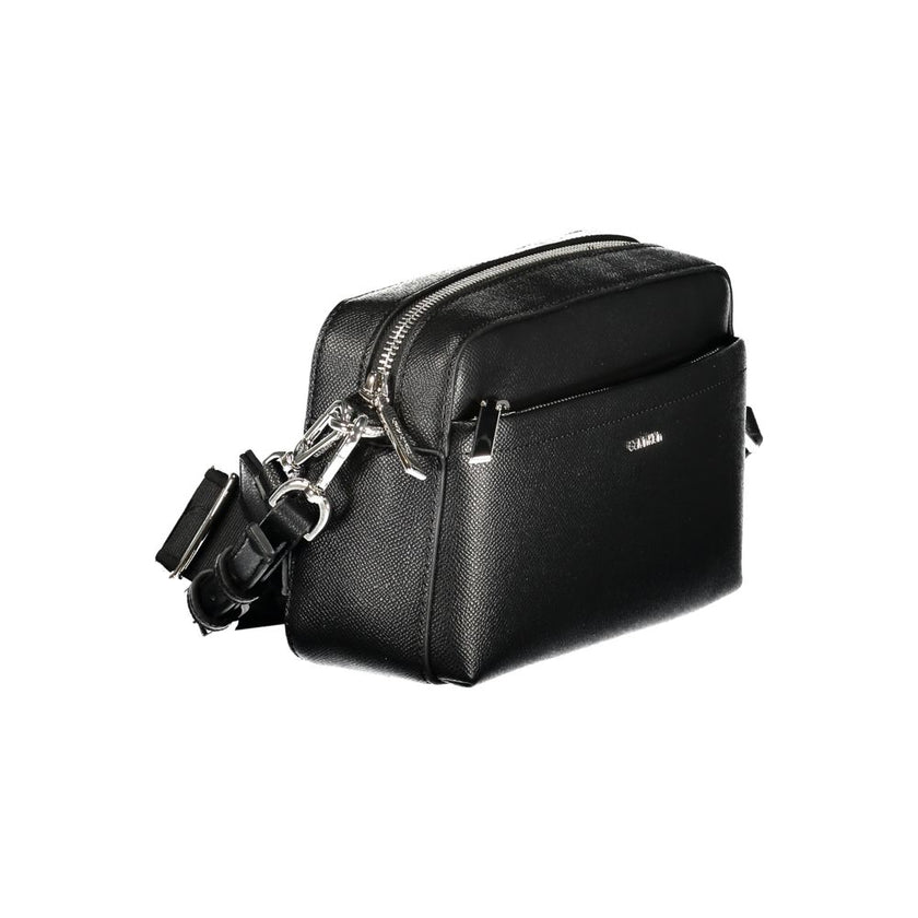 Black Polyethylene Women HandbagIndulge in the epitome of sophistication with this sleek Calvin Klein handbag, a perfect blend of functionality and high-fashion allure. Featuring an adjustable and removable shoulder strap alongside a chic shoulder handle,